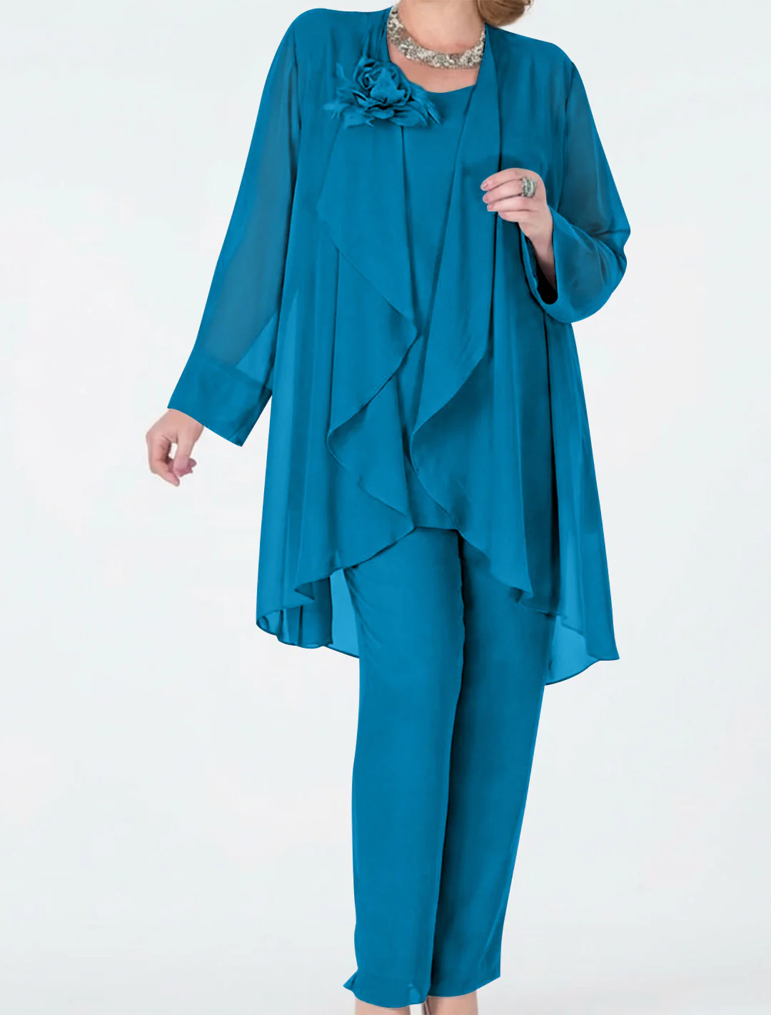Chiffon Mother of the Bride Pantsuits with Jacket - Image 38