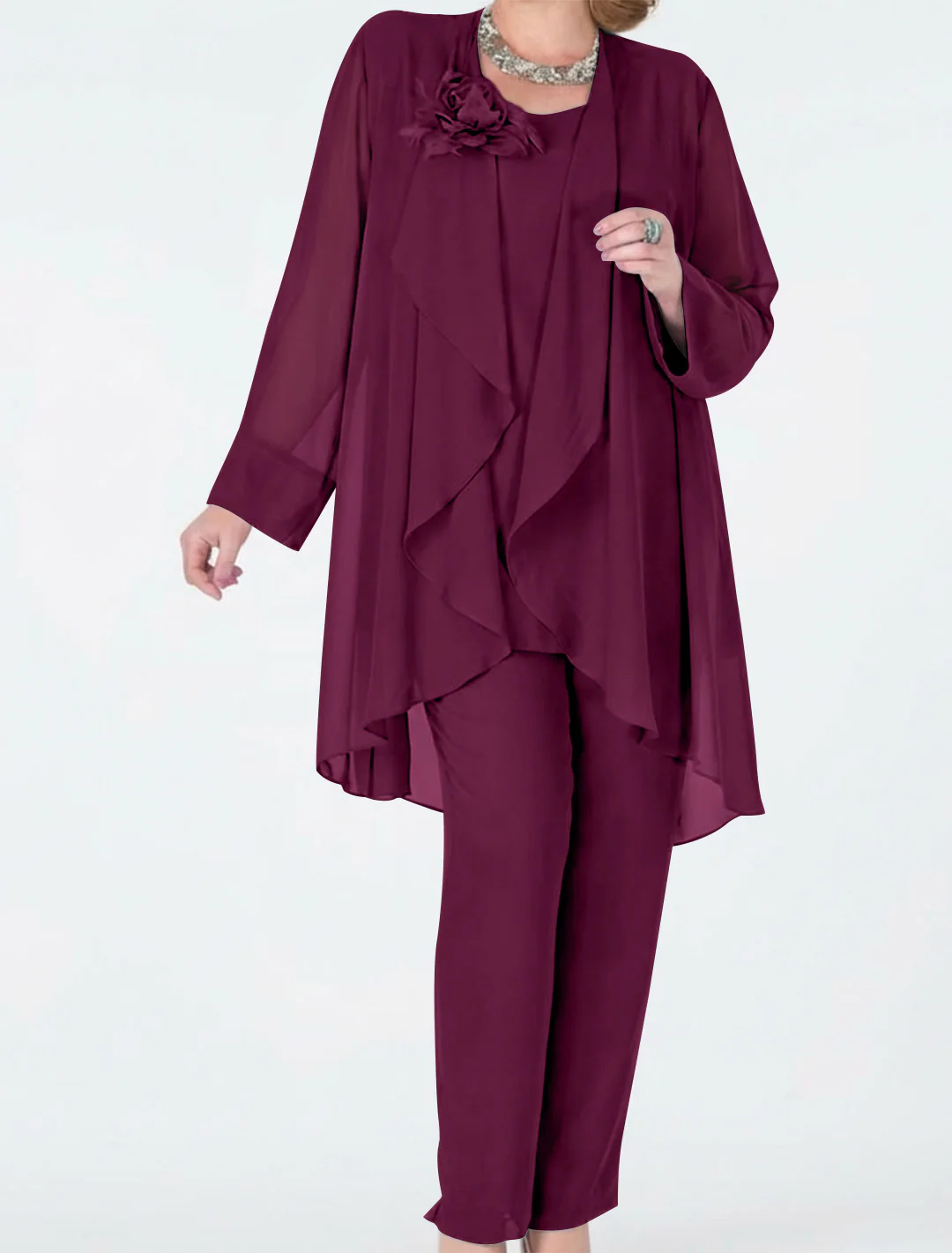Chiffon Mother of the Bride Pantsuits with Jacket - Image 39