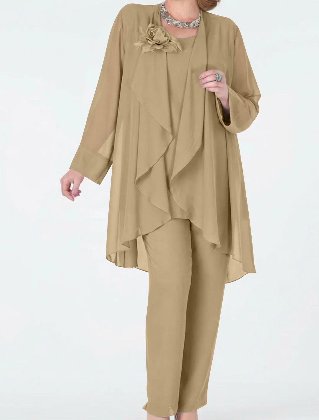 Chiffon Mother of the Bride Pantsuits with Jacket - Image 4