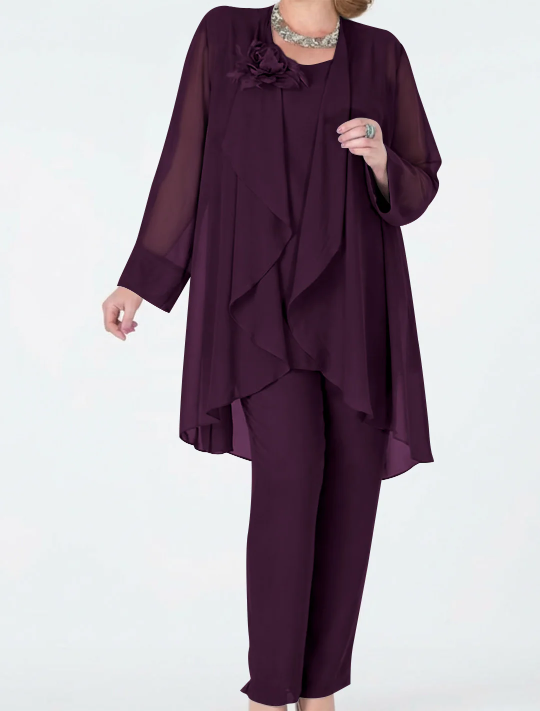 Chiffon Mother of the Bride Pantsuits with Jacket - Image 42