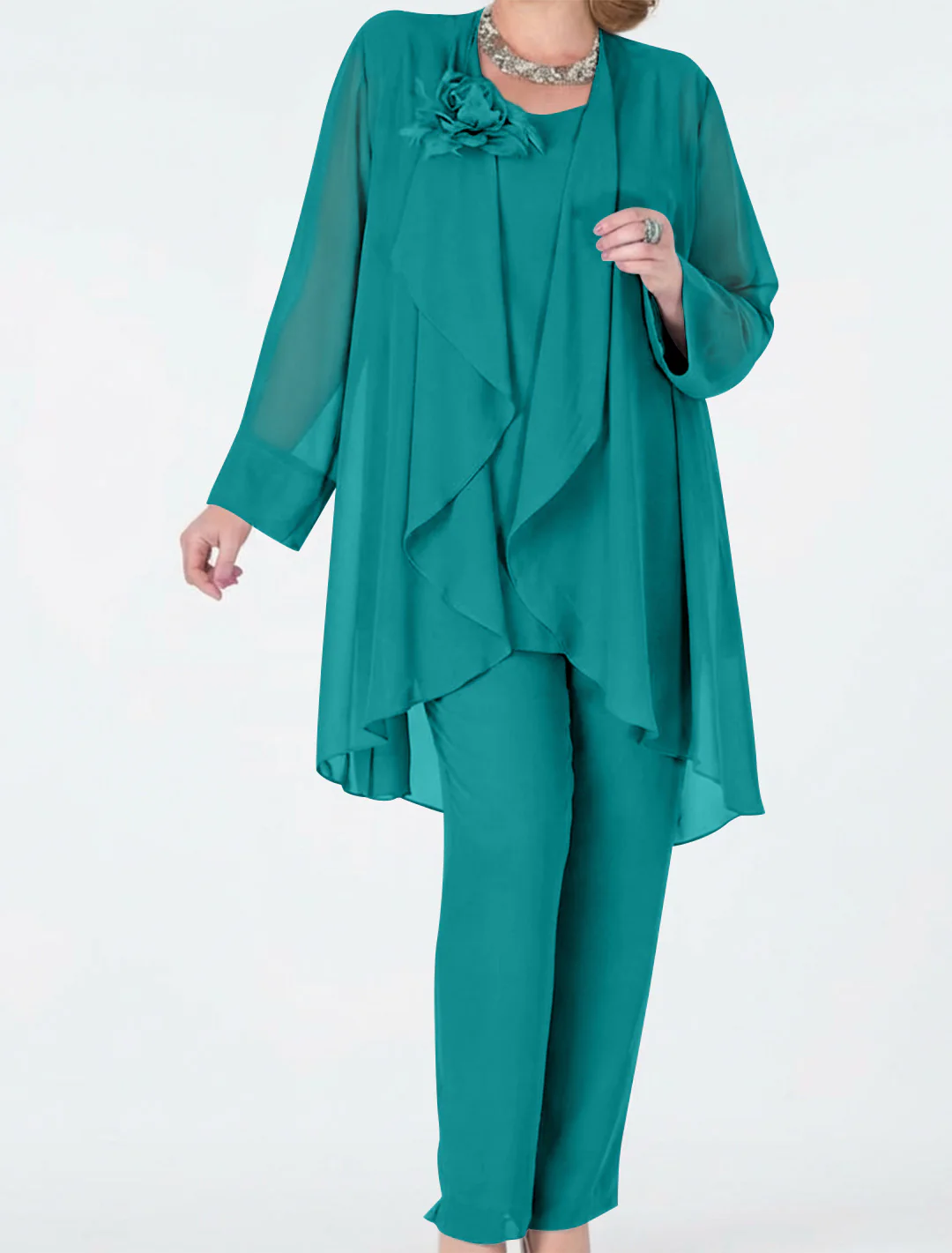 Chiffon Mother of the Bride Pantsuits with Jacket - Image 43
