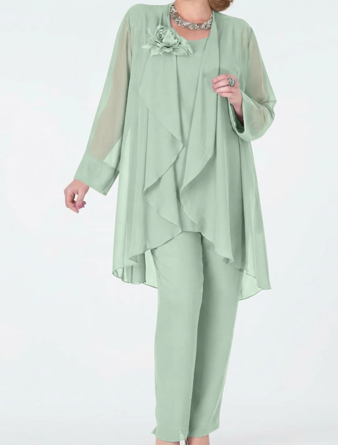 Chiffon Mother of the Bride Pantsuits with Jacket - Image 46