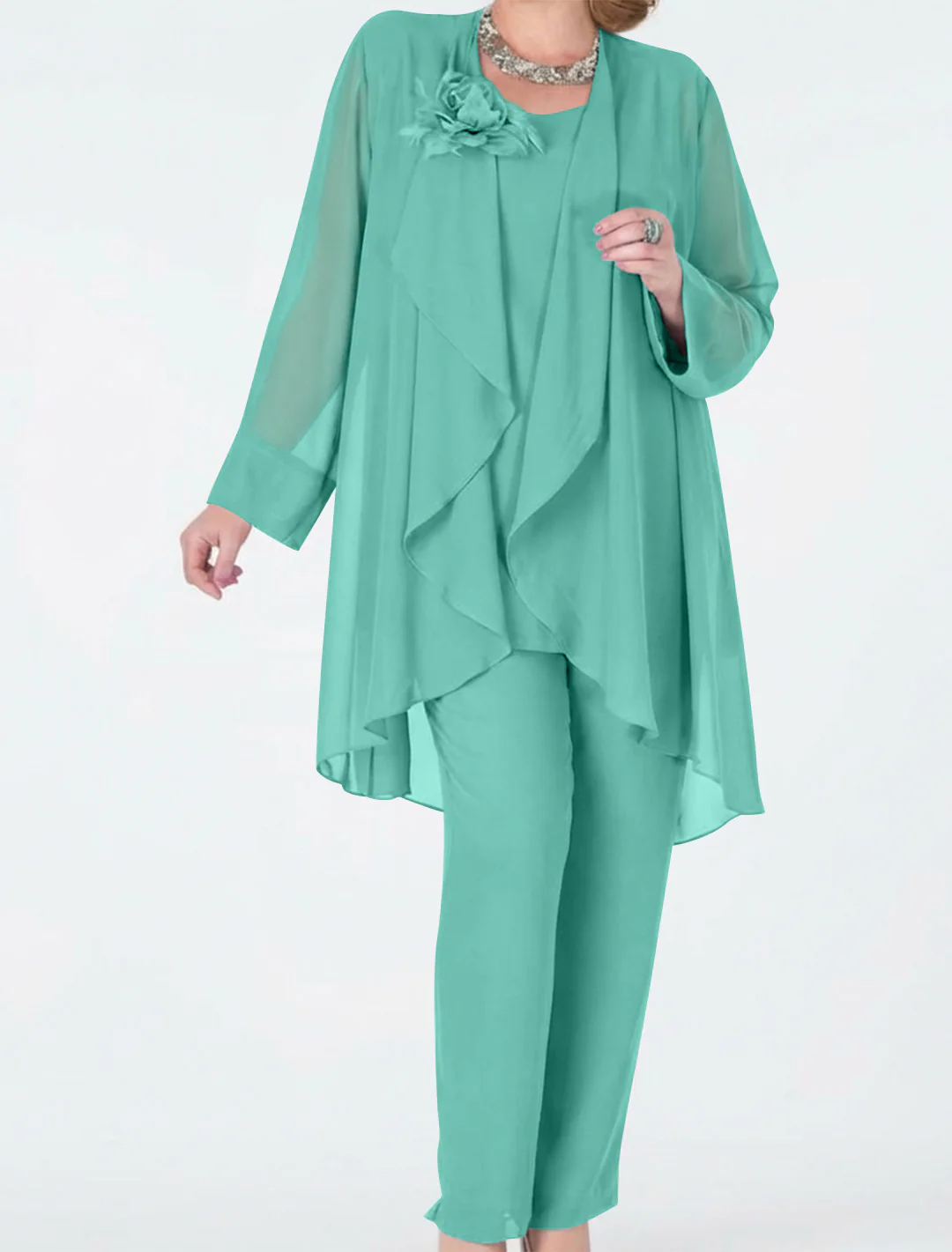 Chiffon Mother of the Bride Pantsuits with Jacket - Image 47