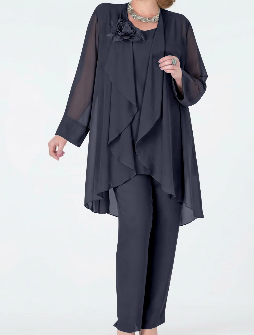 Chiffon Mother of the Bride Pantsuits with Jacket - Image 48