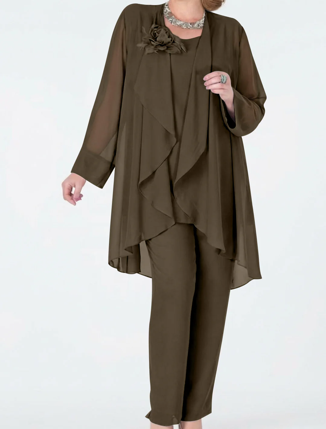 Chiffon Mother of the Bride Pantsuits with Jacket - Image 49