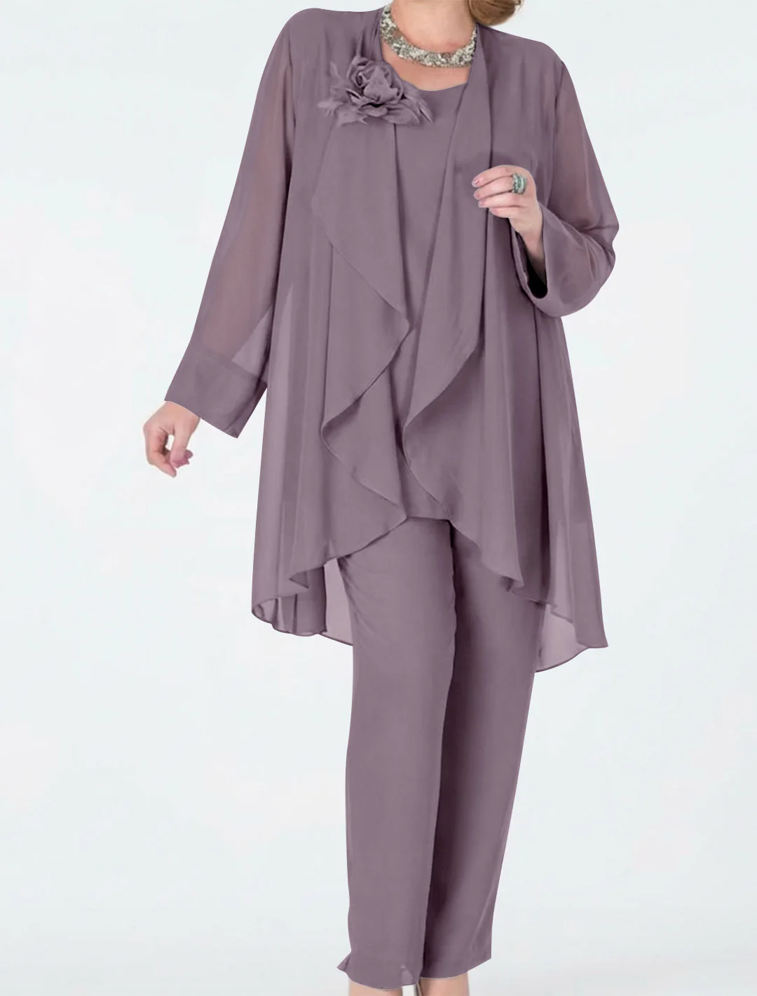 Chiffon Mother of the Bride Pantsuits with Jacket - Image 53