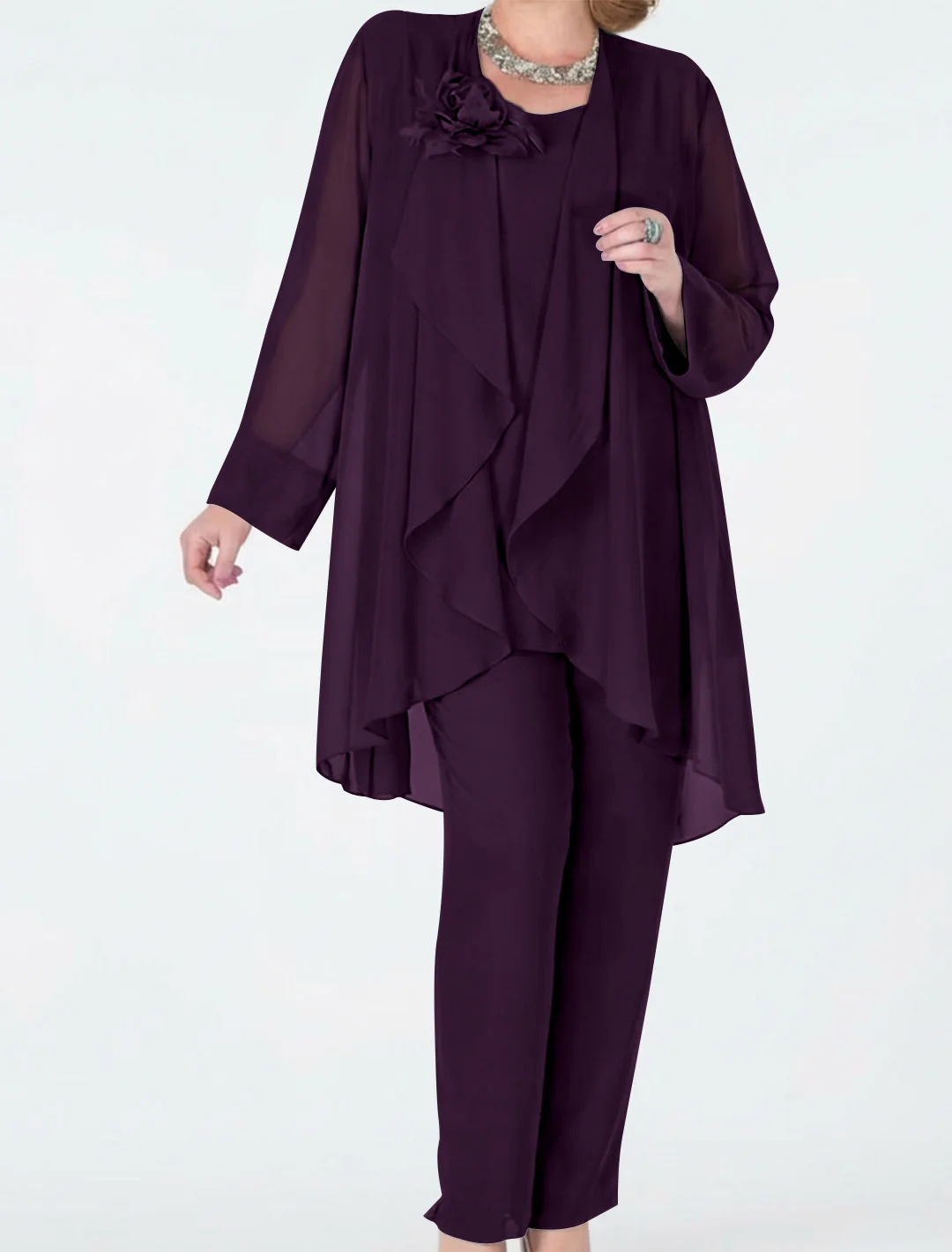 Chiffon Mother of the Bride Pantsuits with Jacket - Image 54