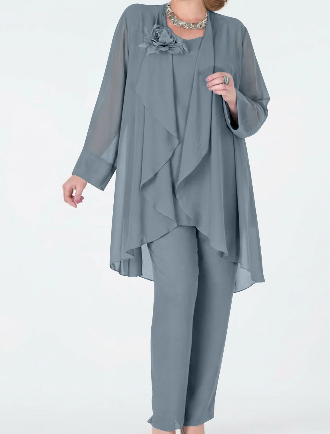 Chiffon Mother of the Bride Pantsuits with Jacket - Image 6