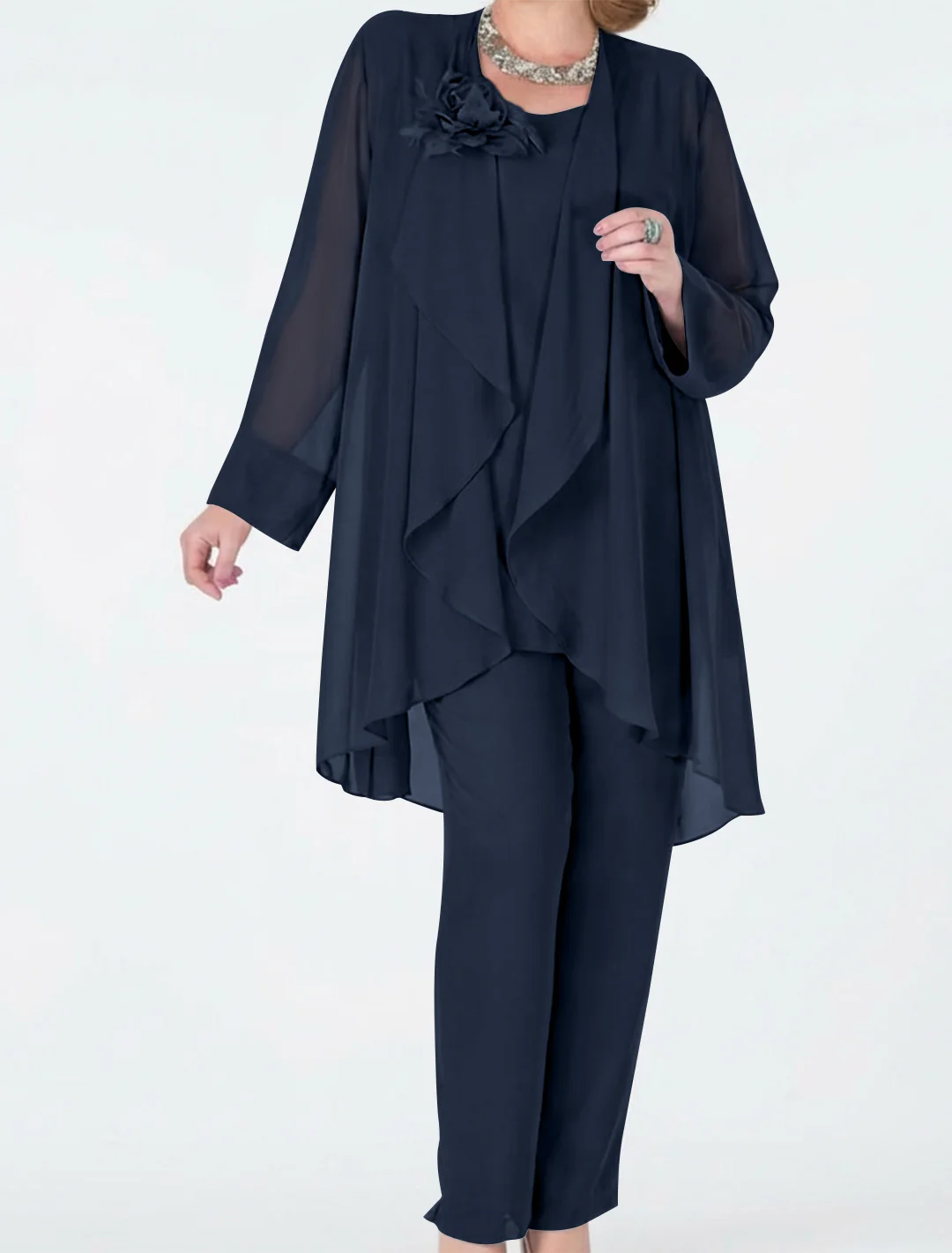 Chiffon Mother of the Bride Pantsuits with Jacket - Image 7