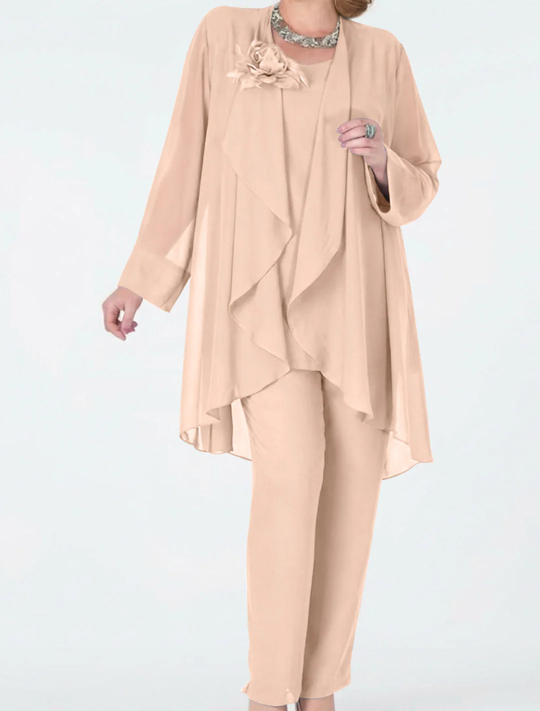 Chiffon Mother of the Bride Pantsuits with Jacket - Image 8