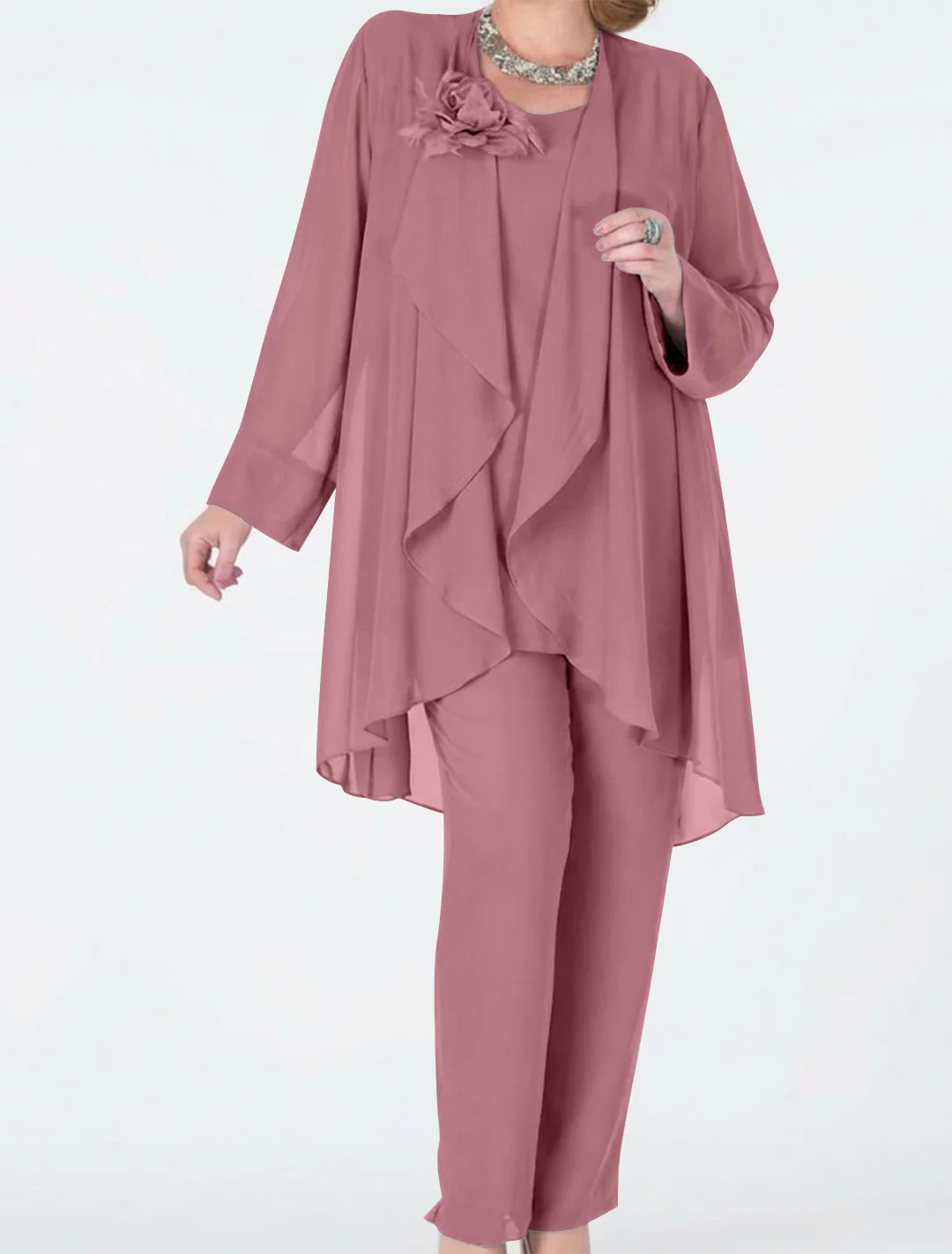 Chiffon Mother of the Bride Pantsuits with Jacket - Image 9