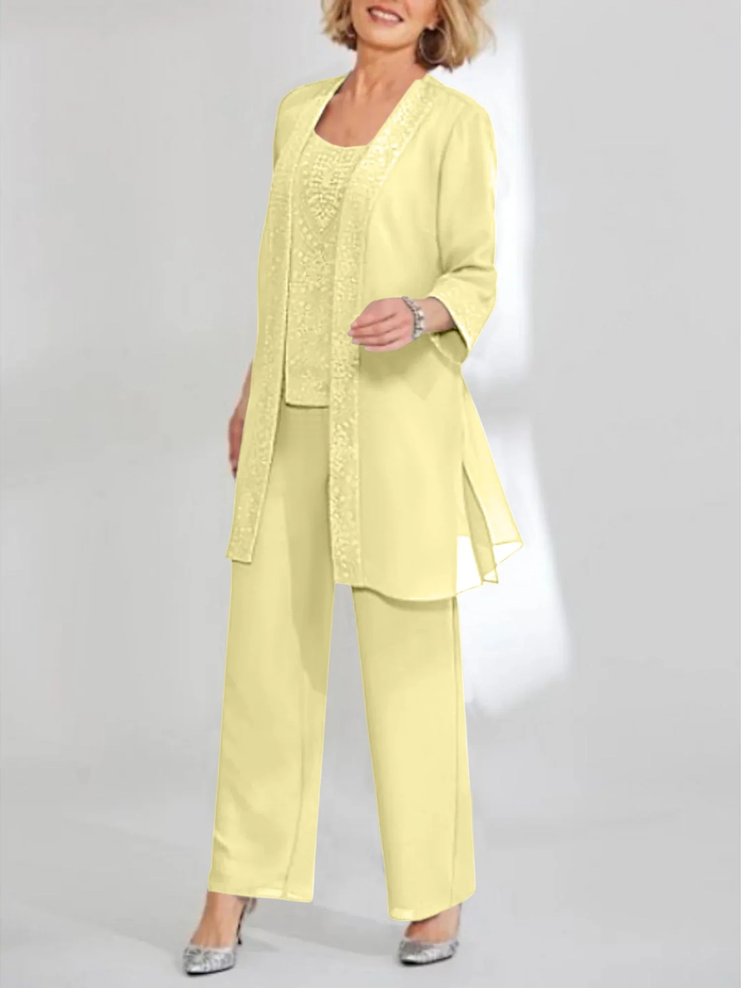 Chiffon Scoop Ankle-Length Mother of the Bride Pantsuits with Jacket - Image 18