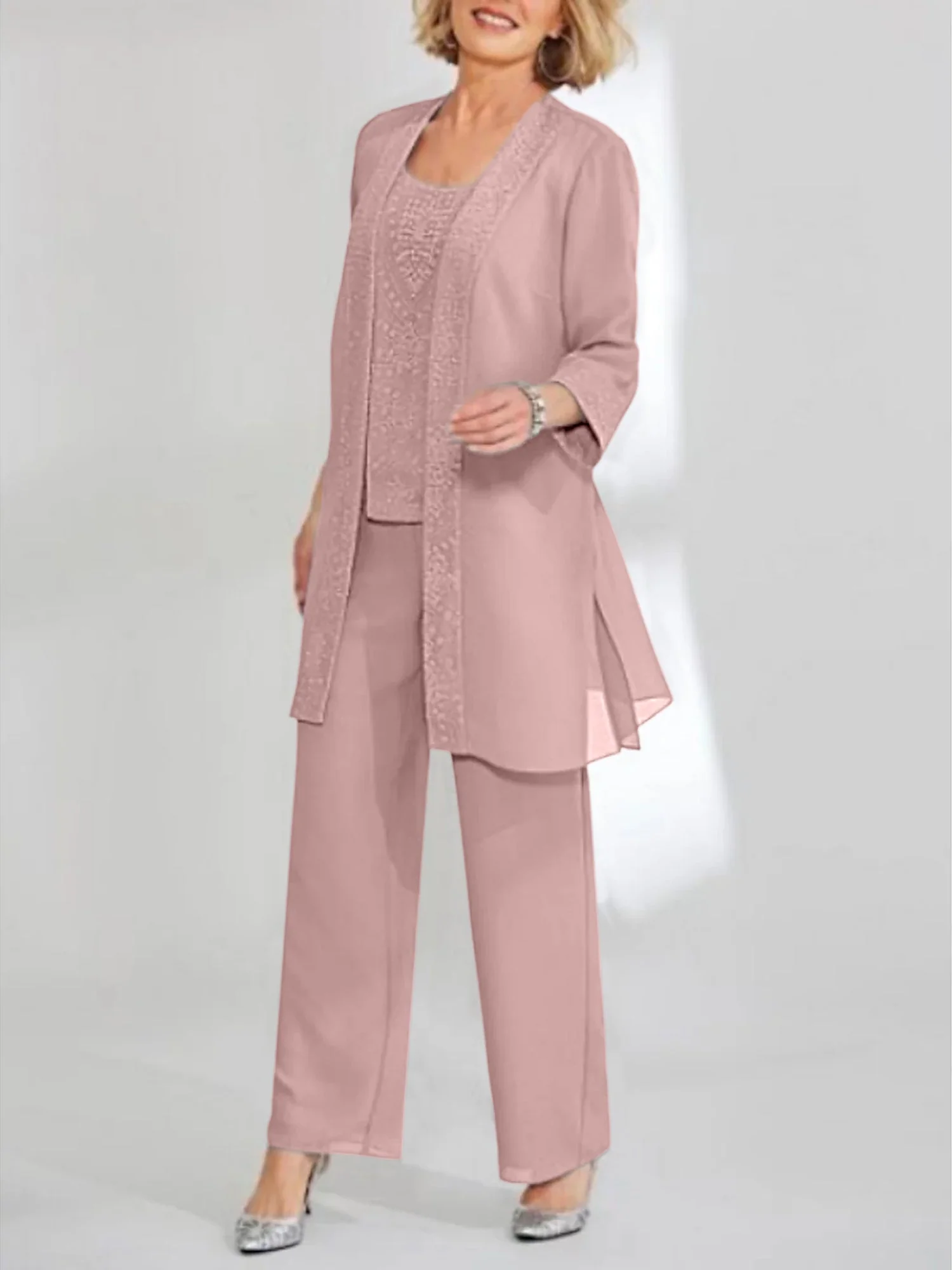 Chiffon Scoop Ankle-Length Mother of the Bride Pantsuits with Jacket - Image 23