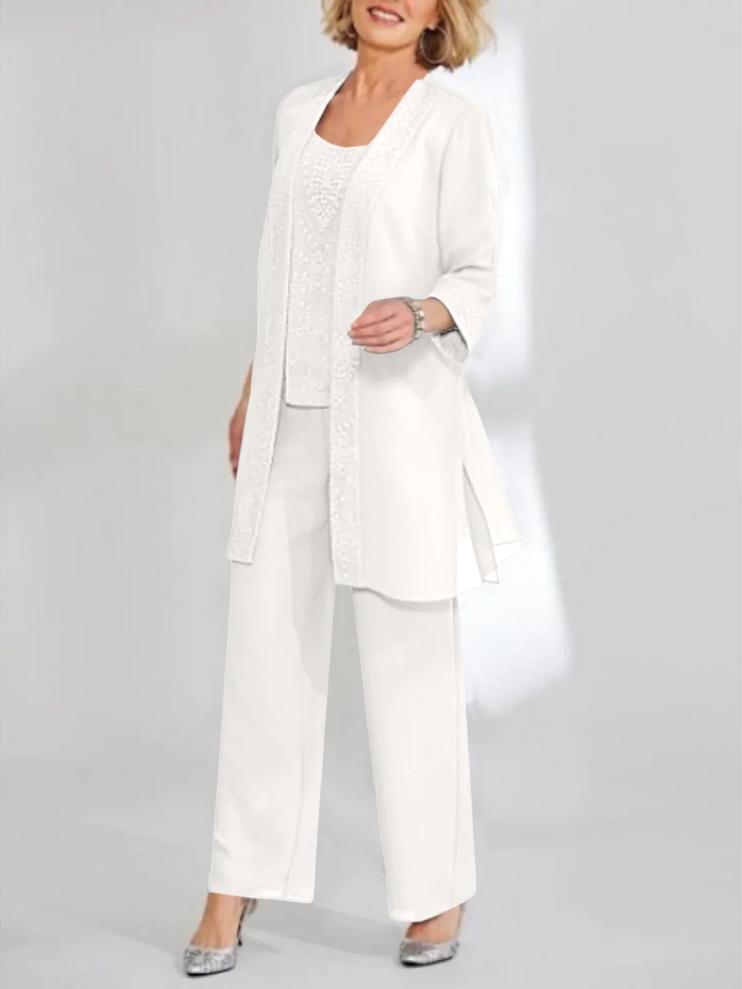 Chiffon Scoop Ankle-Length Mother of the Bride Pantsuits with Jacket - Image 52