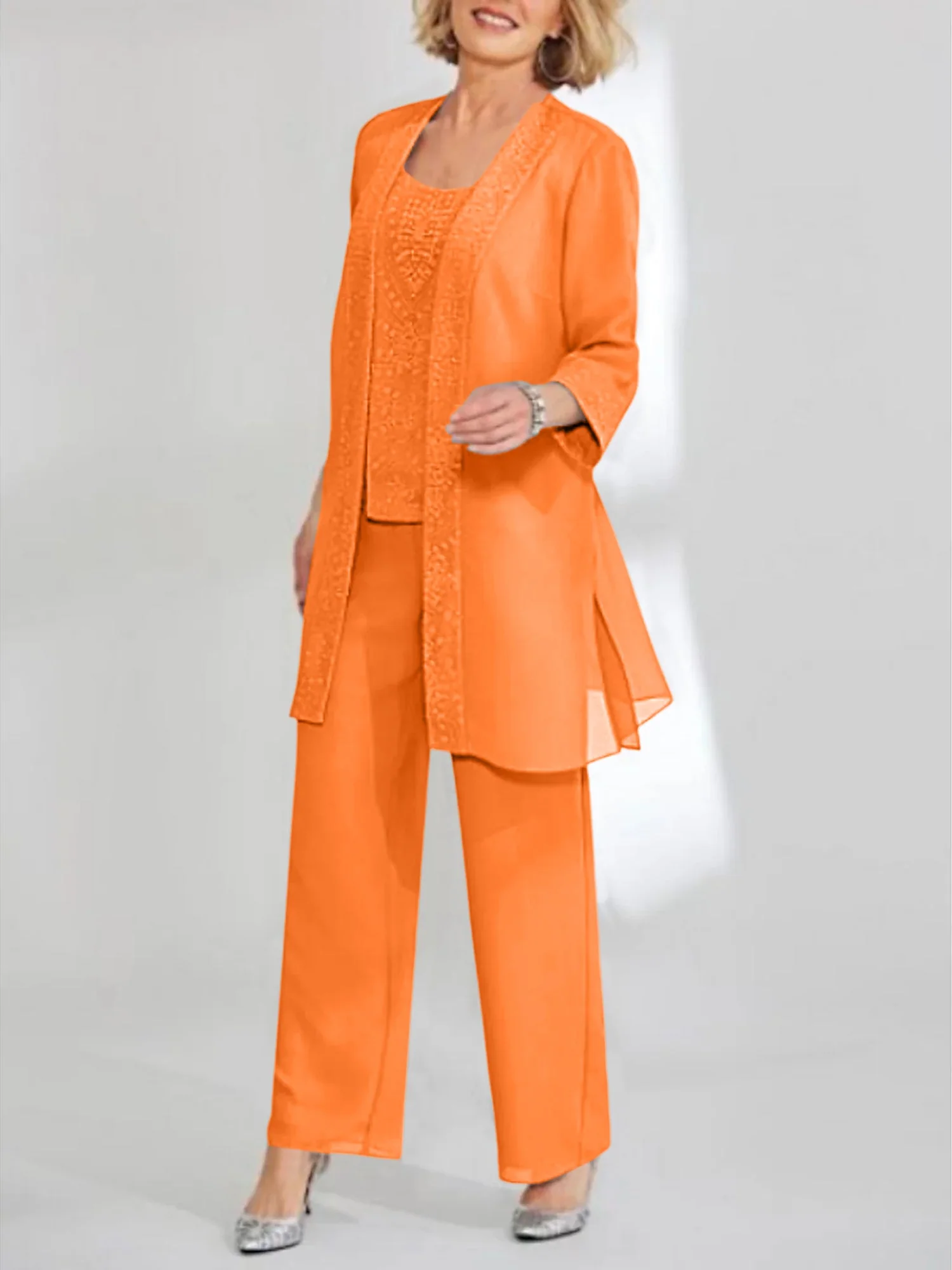 Chiffon Scoop Ankle-Length Mother of the Bride Pantsuits with Jacket - Image 54