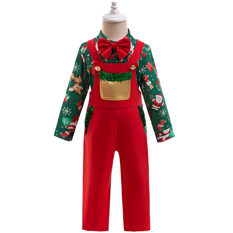 Christmas Two Piece Performance Costume Bow Tie Set - Image 3