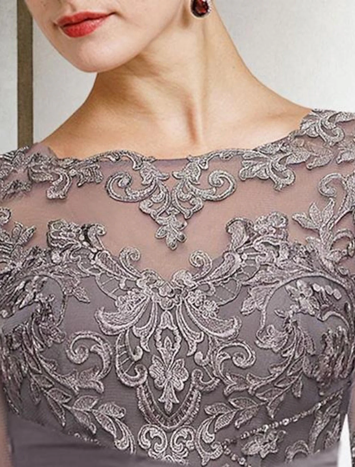 Chiffon Jewel Neck Half Sleeves Ankle-Length Mother of the Bride Pantsuits with Lace - Image 6