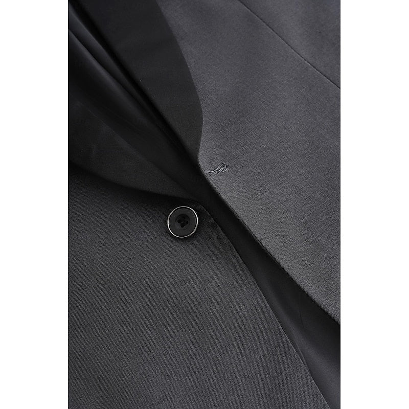 Dark Grey Men's Tailored Fit Single Breasted One-button 2 Pieces Prom Wedding Suits - Image 27