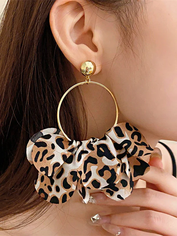 Earrings National Style Retro Temperament High-end Round Petal Leopard Earrings