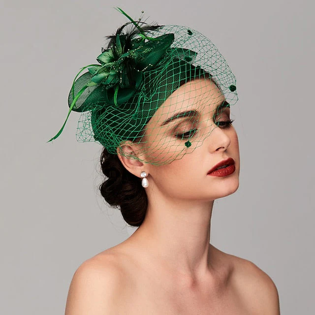 Elegant Fascinators Hats with Clip Headband Feather Floral Flower Headwear - Image 2