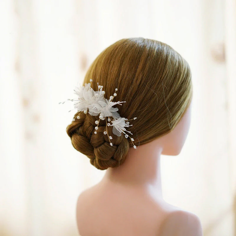 Elegant Organza Wedding Flower Hat Fascinators/Headpiece with Pearls & Beadings - Image 4