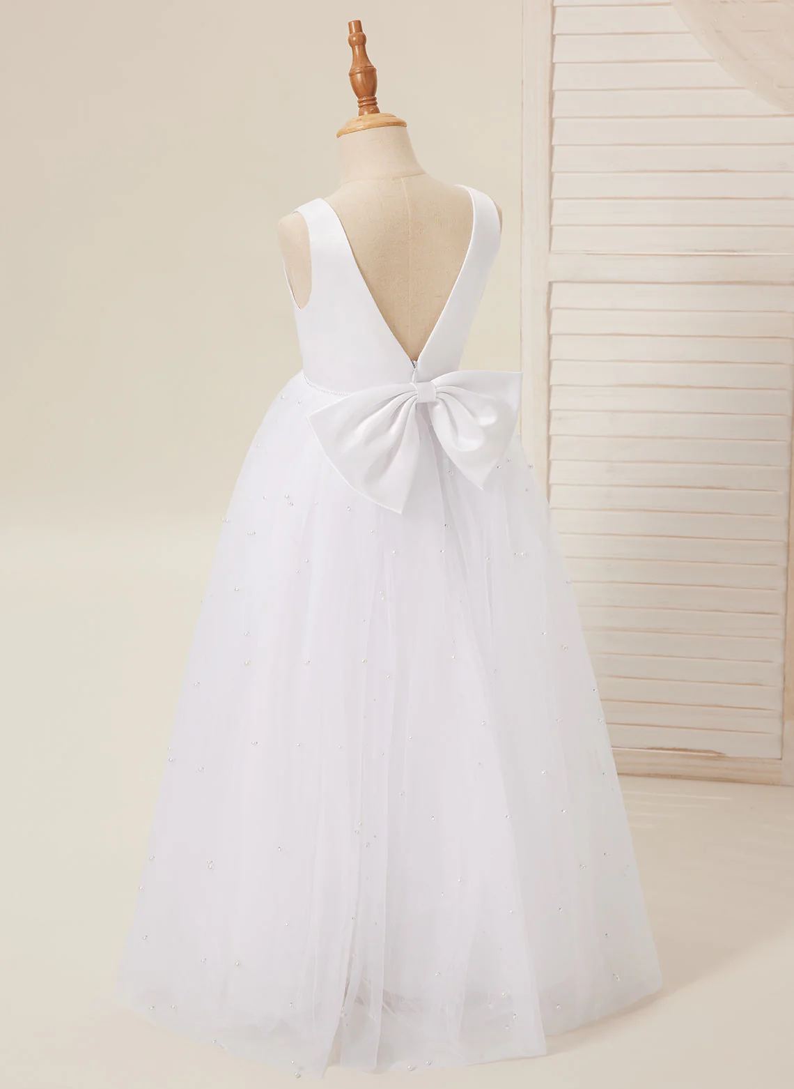Elegant Princess Ball Gown Satin & Tulle Flower Girl Dress - Image 10
