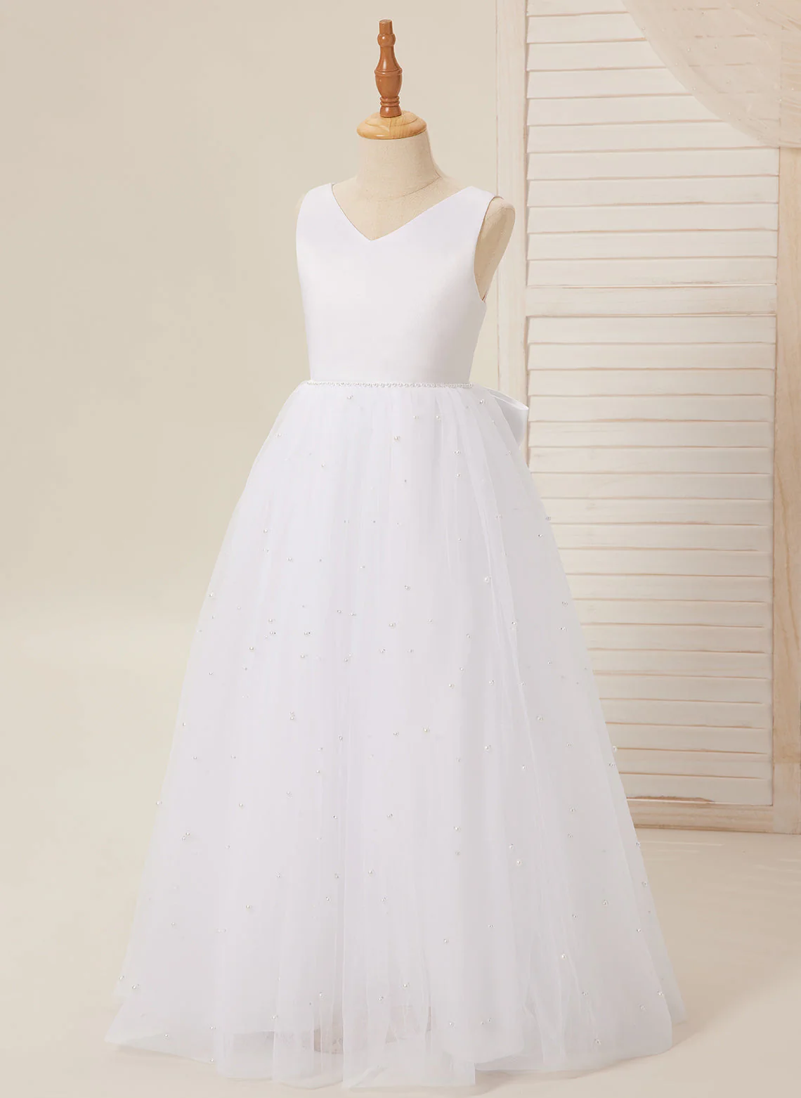 Elegant Princess Ball Gown Satin & Tulle Flower Girl Dress - Image 11