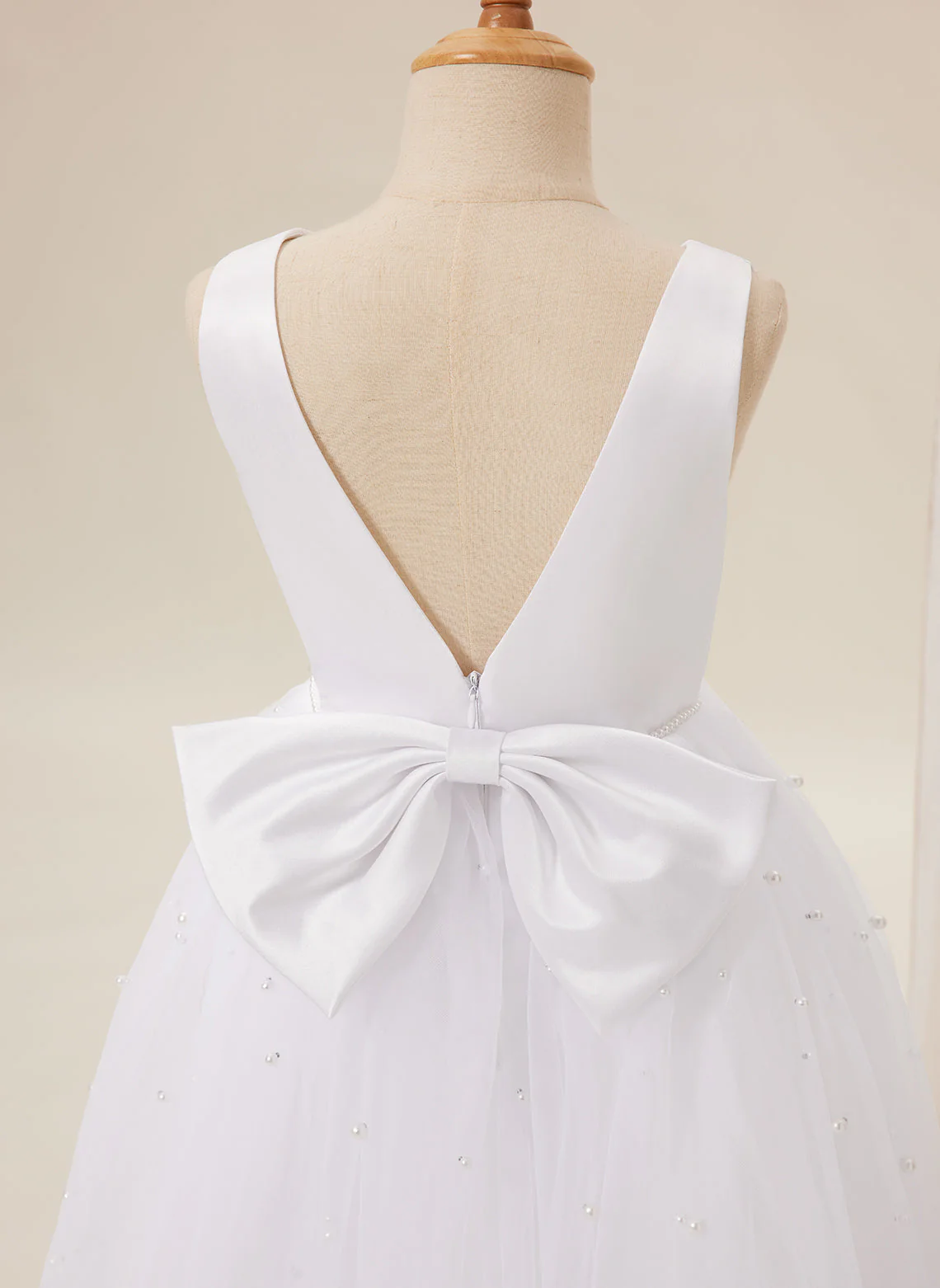 Elegant Princess Ball Gown Satin & Tulle Flower Girl Dress - Image 12