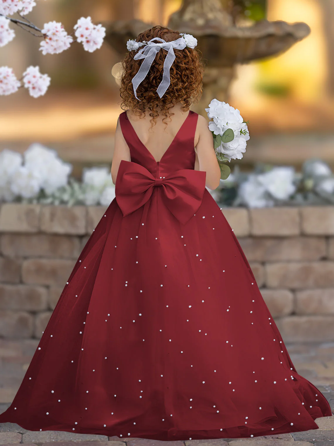 Elegant Princess Ball Gown Satin & Tulle Flower Girl Dress - Image 13