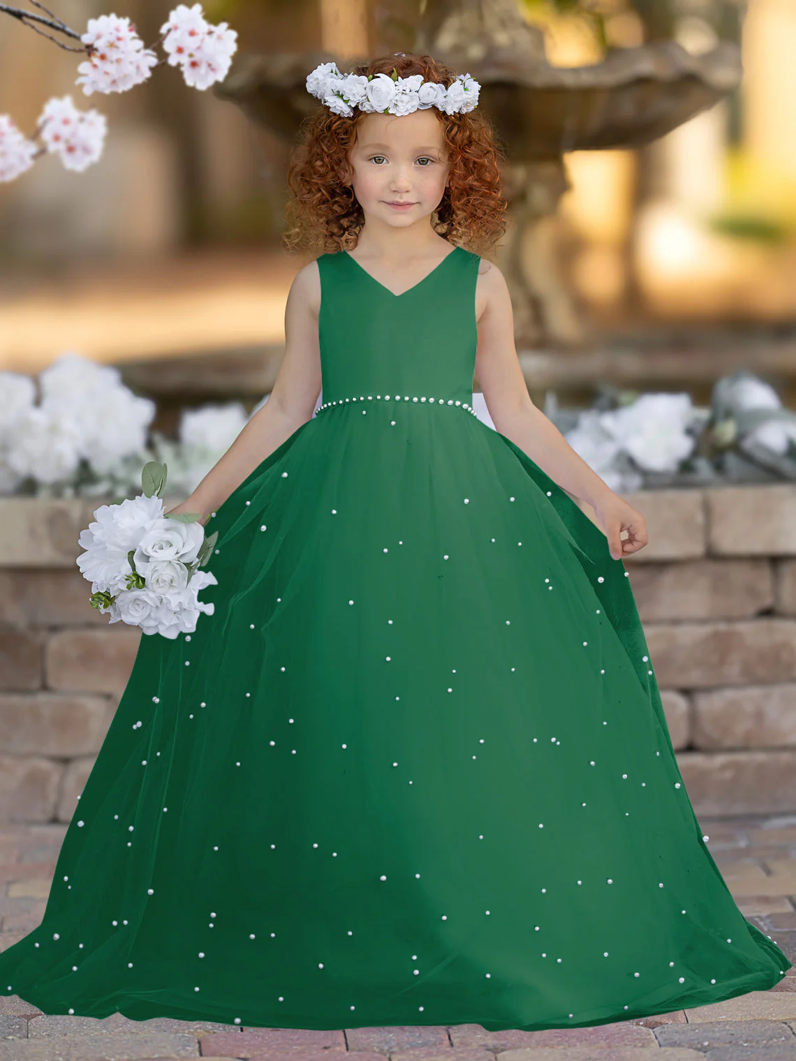 Elegant Princess Ball Gown Satin & Tulle Flower Girl Dress - Image 14