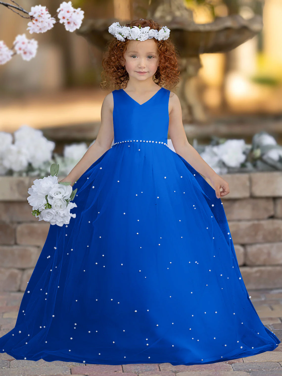 Elegant Princess Ball Gown Satin & Tulle Flower Girl Dress - Image 16