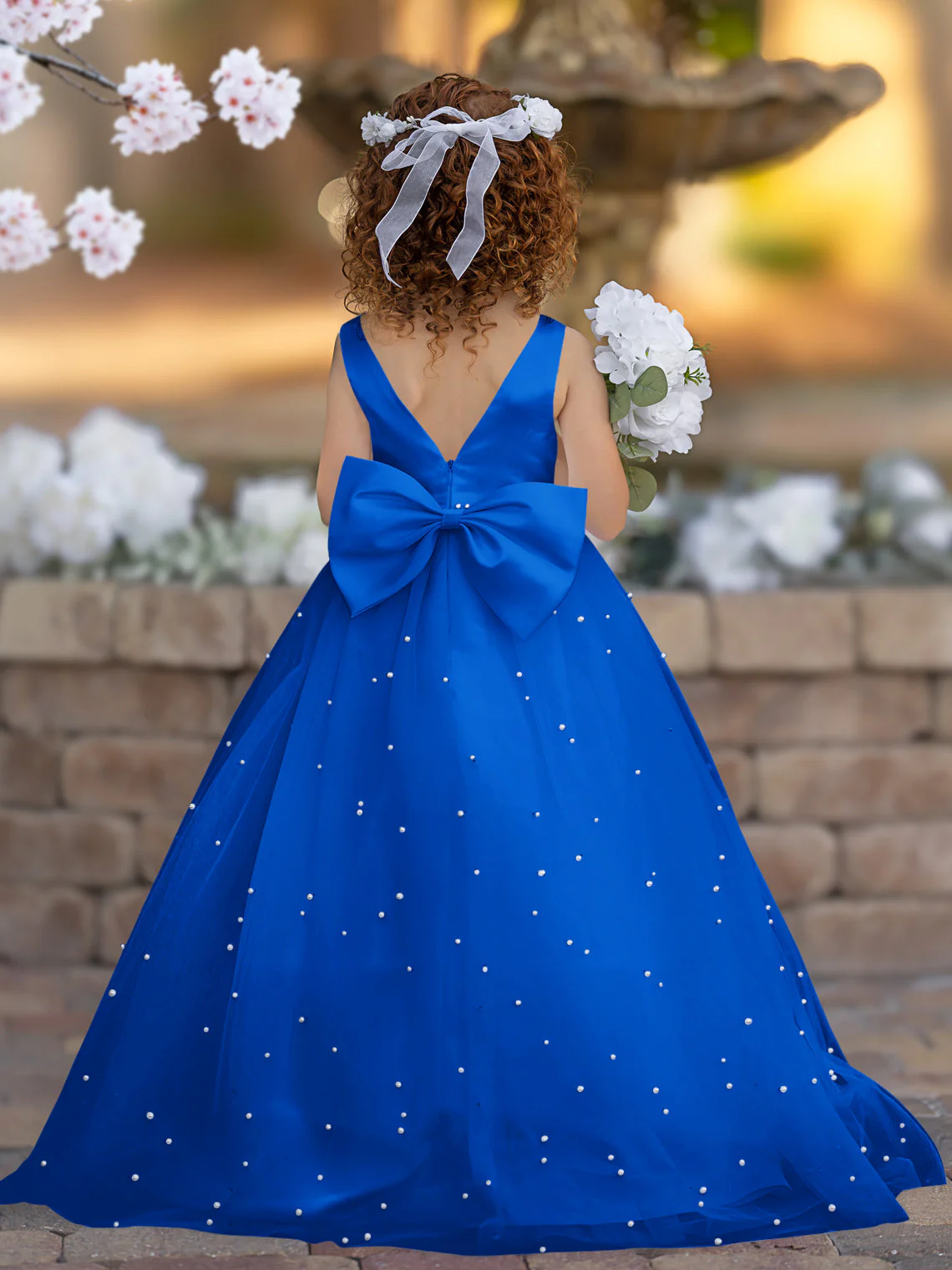Elegant Princess Ball Gown Satin & Tulle Flower Girl Dress - Image 17