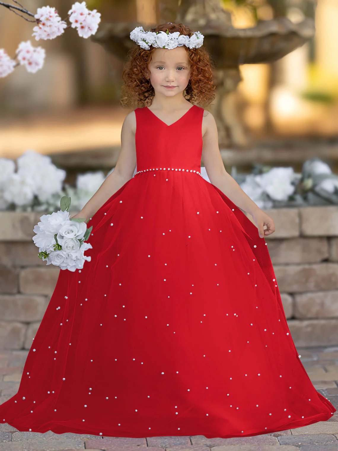 Elegant Princess Ball Gown Satin & Tulle Flower Girl Dress - Image 20