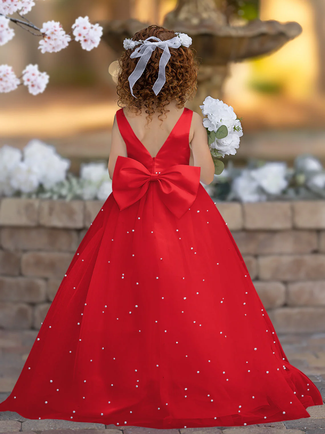 Elegant Princess Ball Gown Satin & Tulle Flower Girl Dress - Image 21