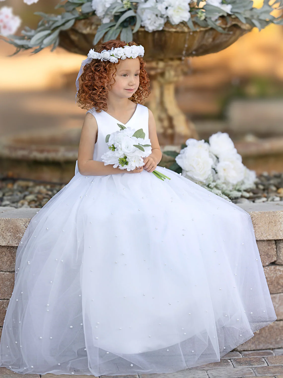Elegant Princess Ball Gown Satin & Tulle Flower Girl Dress - Image 5