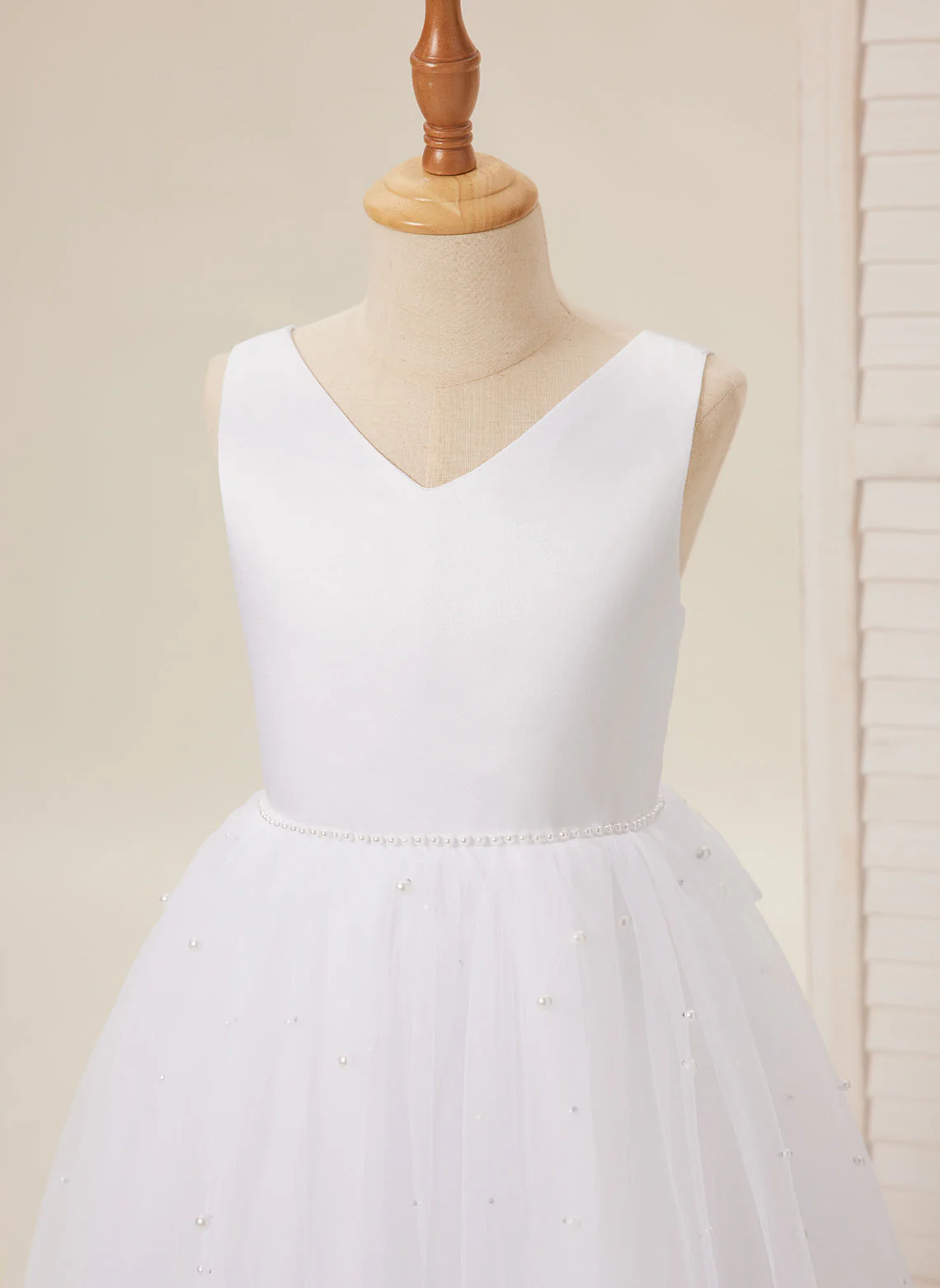 Elegant Princess Ball Gown Satin & Tulle Flower Girl Dress - Image 9