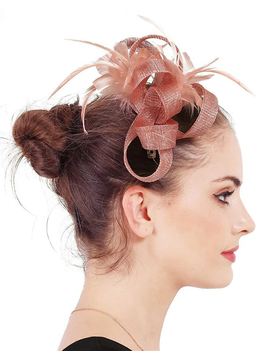 Elegant Sinamay Wedding Evening Party Feather Kentucky Derby Hat/Headpiece - Image 3