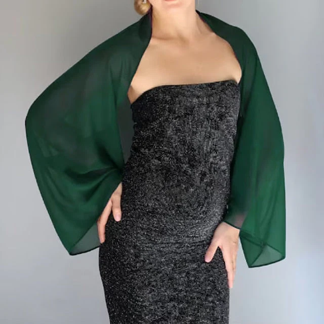 Elegant Wedding Wraps Sun Protection Long Sleeve Chiffon With Pure Color - Image 8