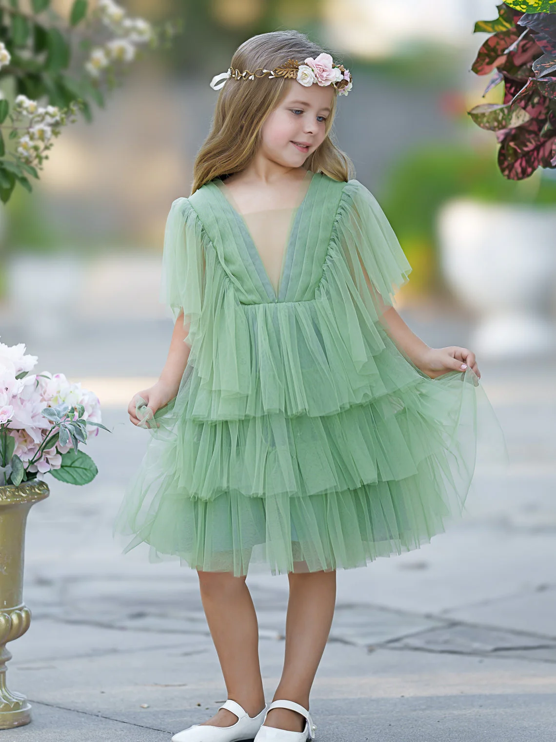Enchanted Garden Fairy Elegant Tulle Toddler Flower Girl Dress - Image 10