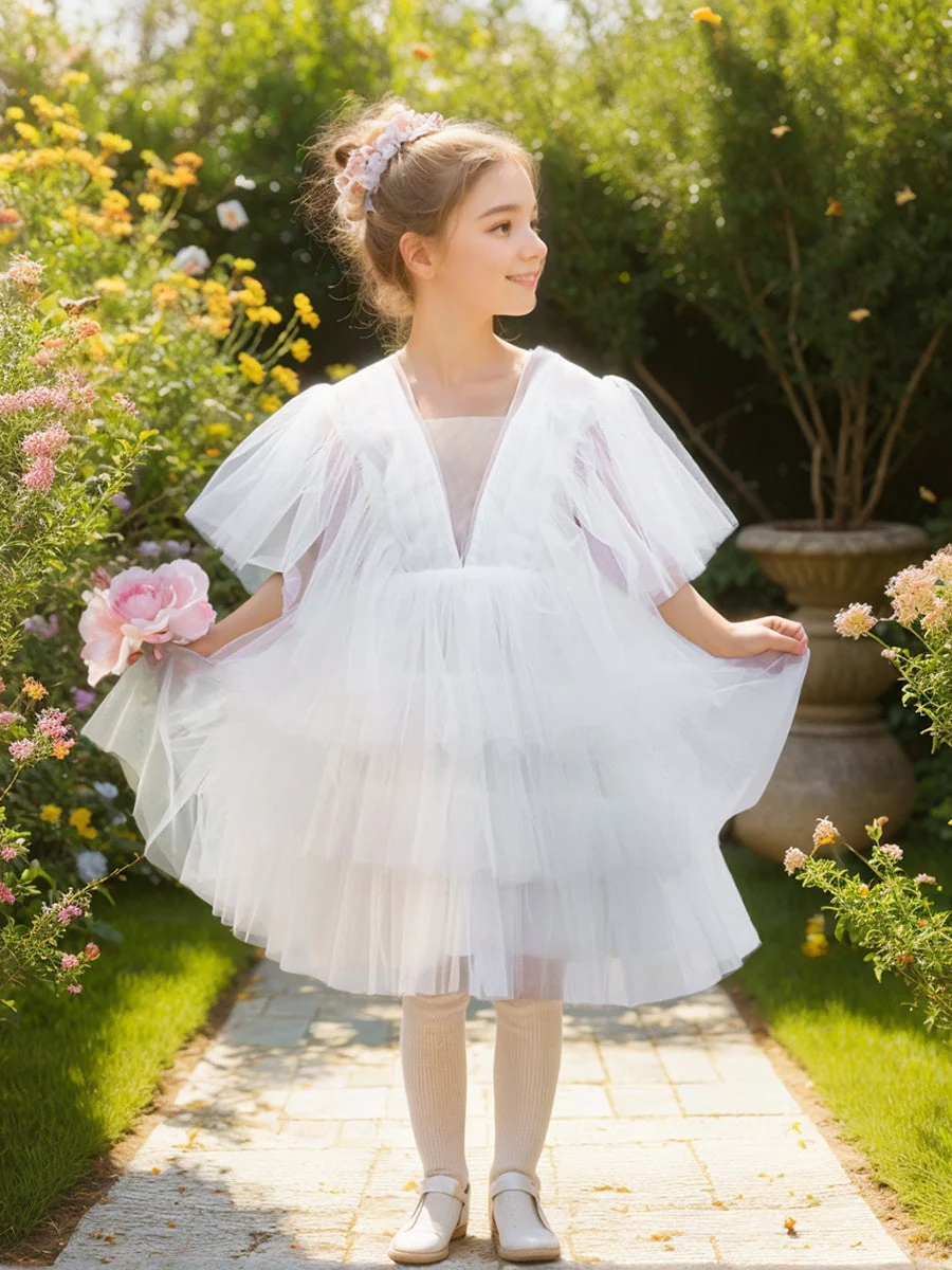 Enchanted Garden Fairy Elegant Tulle Toddler Flower Girl Dress - Image 3