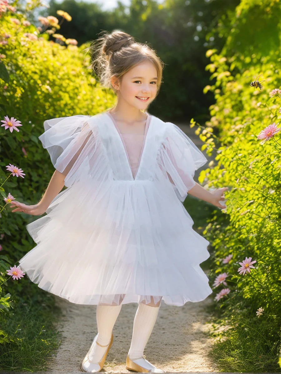 Enchanted Garden Fairy Elegant Tulle Toddler Flower Girl Dress - Image 5