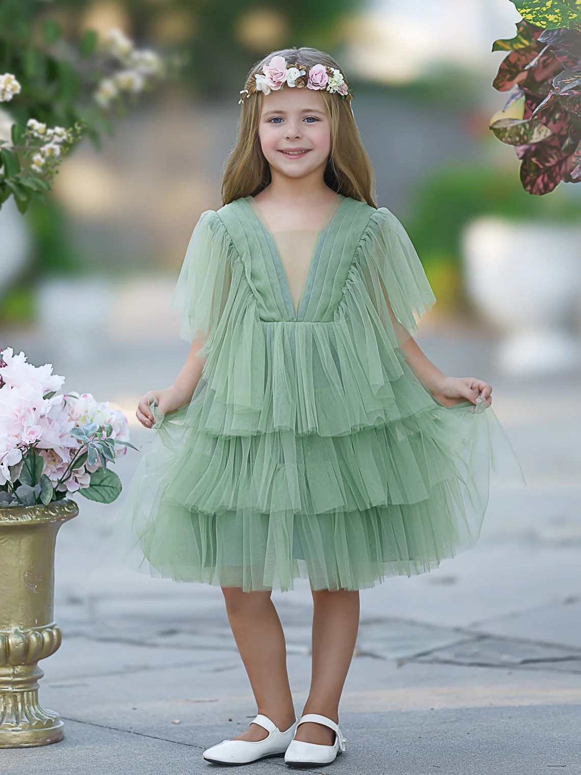 Enchanted Garden Fairy Elegant Tulle Toddler Flower Girl Dress - Image 6