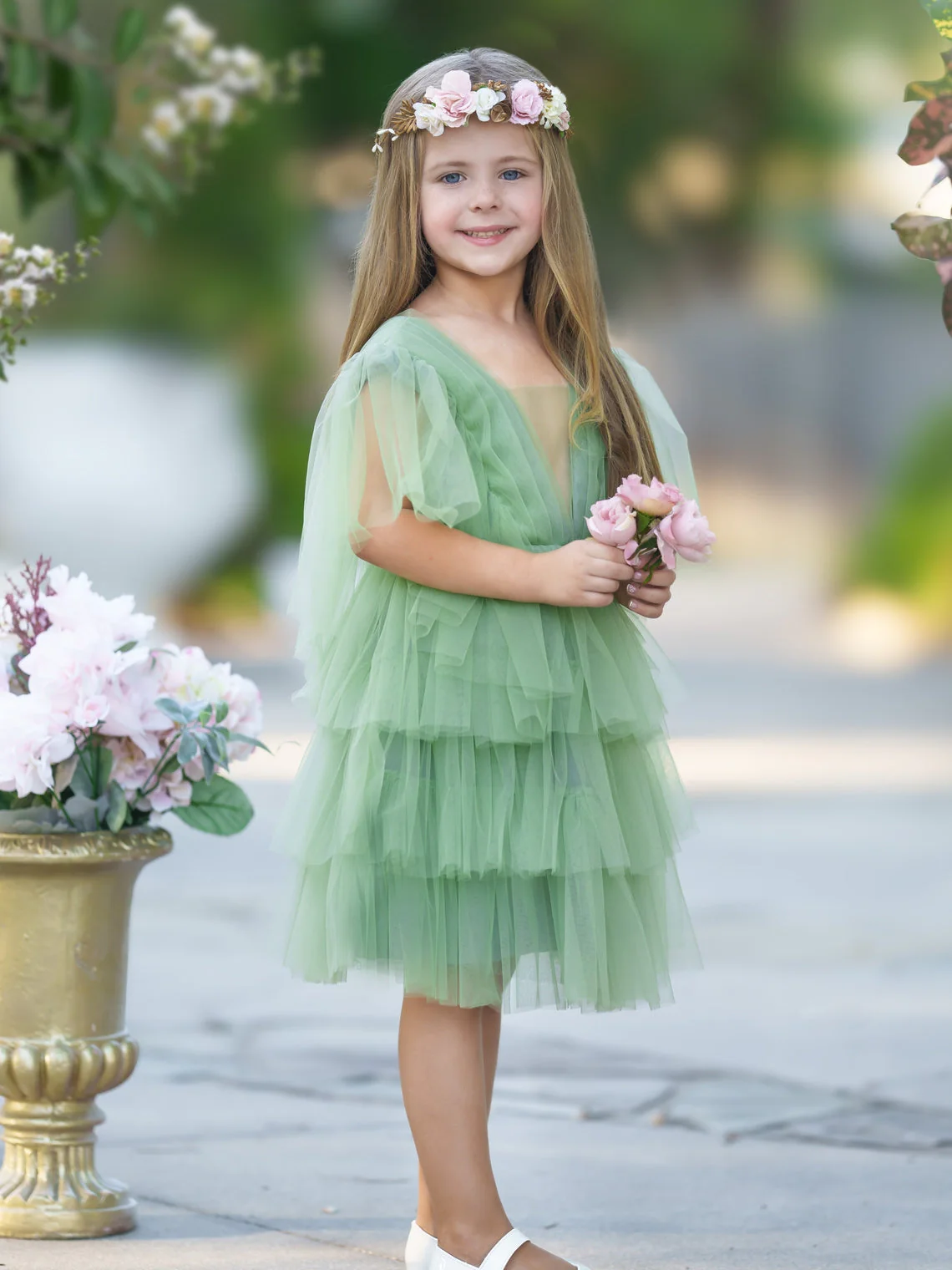 Enchanted Garden Fairy Elegant Tulle Toddler Flower Girl Dress - Image 9