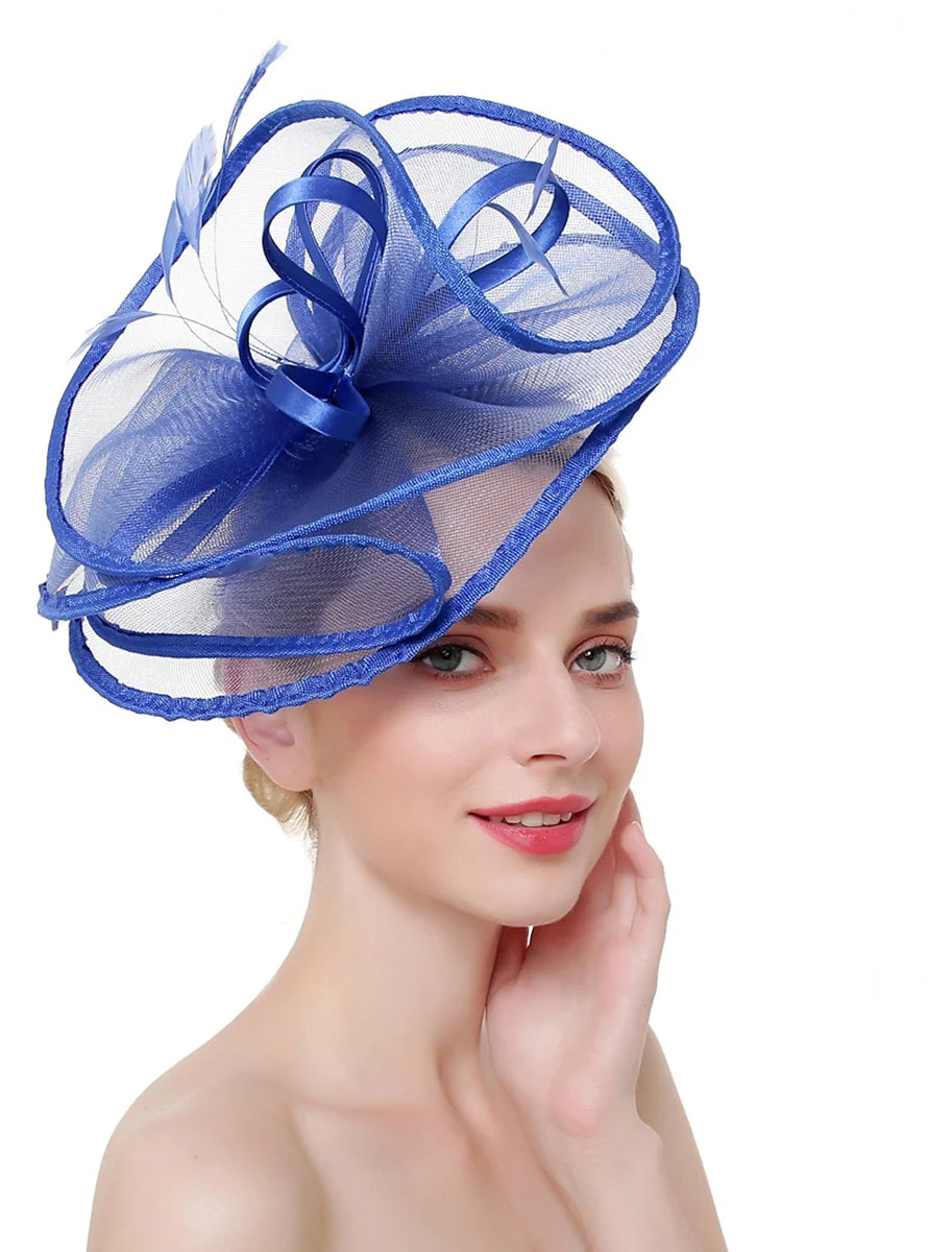 Exaggerated Retro Organza Ladies Day Feather Luxury Bowler Hat/Fascinator - Image 3