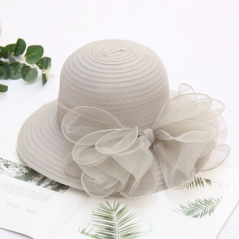 Fascinators Organza Holiday Beach Elegant Vintage With Pure Colour Appliques Headpiece with Bowknot - Image 12