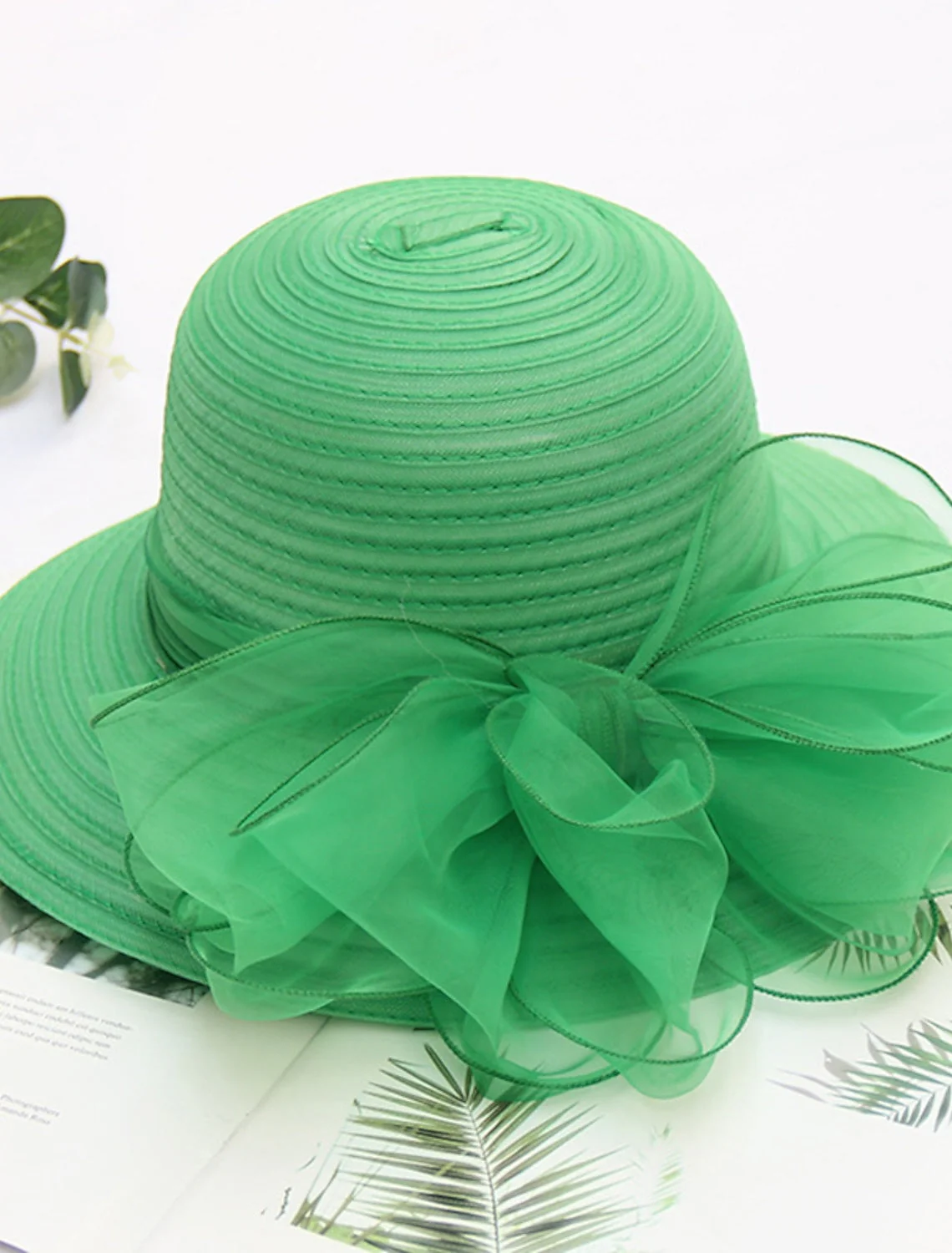 Fascinators Organza Holiday Beach Elegant Vintage With Pure Colour Appliques Headpiece with Bowknot - Image 7