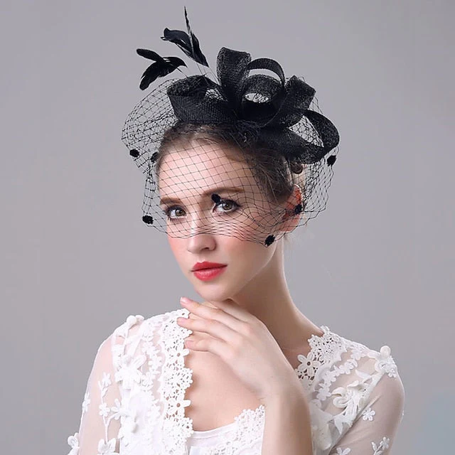 Fascinators Organza Polyester Party Evening Vintage Elegant With Feather Headpiece - Image 4