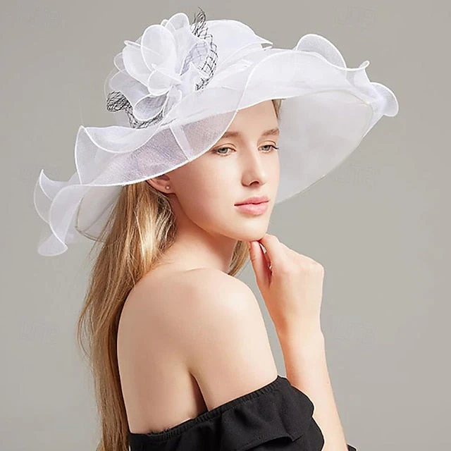 Fascinators Tulle Organza Holiday Beach Elegant Vintage With Pure Colour Splicing Headpiece - Image 2