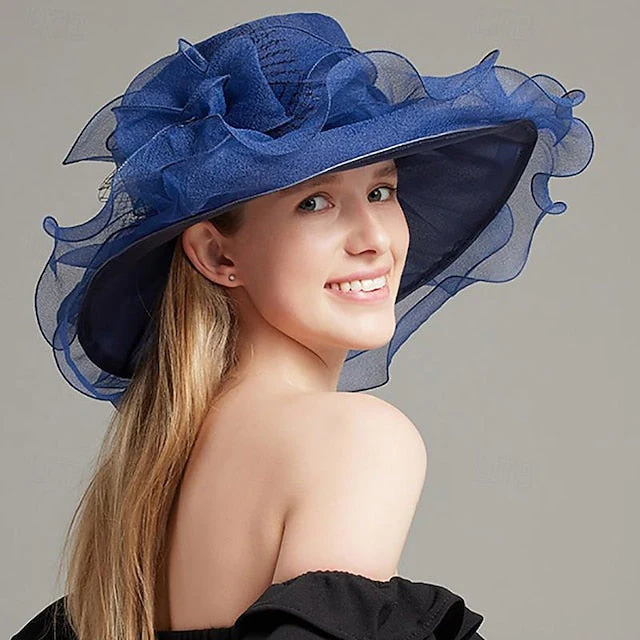 Fascinators Tulle Organza Holiday Beach Elegant Vintage With Pure Colour Splicing Headpiece - Image 3