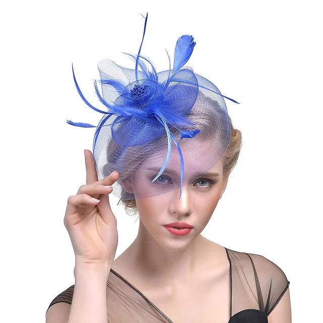 Fascinators Tulle Wedding Horse Race With Feather Headpiece - Image 2
